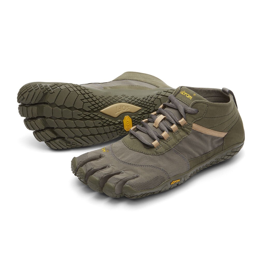 Vibram Five Fingers Mens Barefoot Shoes - Olive - V-Trek - 92436-WPMH